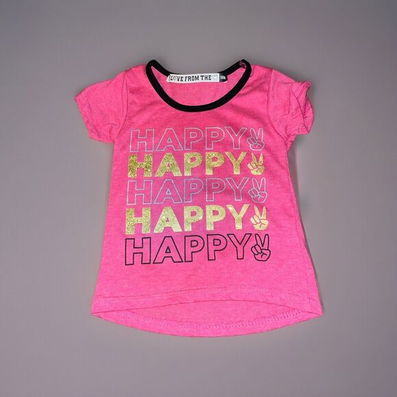 Love From The Heart Girls “Happy” Shorts Set Size 18 Months Cotton Blend - Picture 2 of 7